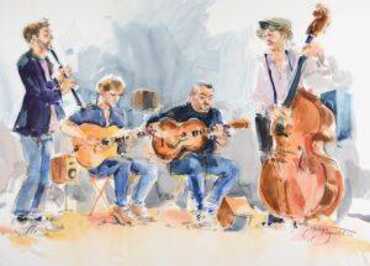 Yves Riguidel _ Aquarelle Apéro-jazz de Touques _ 2024-300